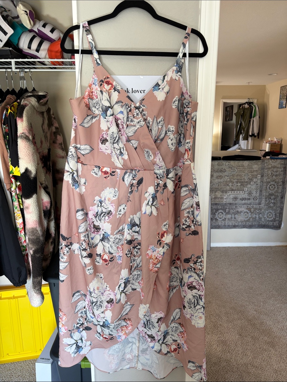 City Chic Blush Pink Floral Wrap-Front Midi Dress